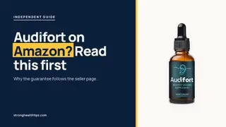 Audifort Amazon: headline beside the Audifort dropper bottle on a navy panel with a yellow edge