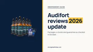 Audifort reviews 2026: headline beside the six-bottle Audifort package photo with a best value badge on navy