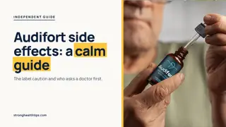 Audifort side effects: headline beside the Audifort dropper bottle on a navy panel with a yellow edge