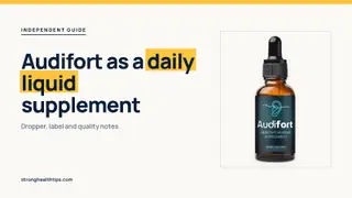 Audifort supplement reviews: headline beside the Audifort dropper bottle on a navy panel with a yellow edge