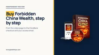 Buy Forbidden China Wealth: the headline on a cream panel beside the seller's mockup of the digital audio on navy