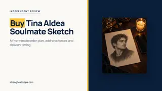 Buy Tina Aldea Soulmate Sketch: a headline about a five-minute order plan beside our own pencil-style sketch on a navy panel