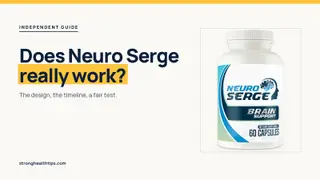 Does Neuro Serge really work: headline beside a single Neuro Serge bottle on warm white with a hairline frame