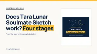 Does Tara Lunar Soulmate Sketch work headline with four numbered steps beside a navy and yellow heart and moon graphic