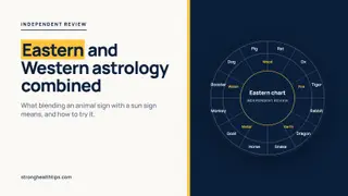 Eastern and western astrology combined: zodiac wheel on a navy panel