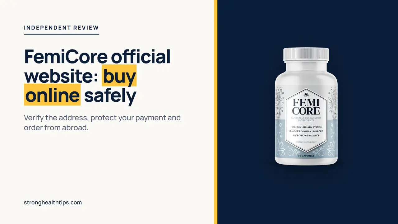 FemiCore official website buy online: the bottle on a navy panel