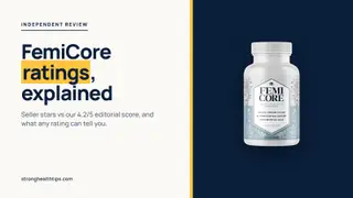 FemiCore ratings explained: editorial cover with the headline on cream and the FemiCore bottle on a navy panel