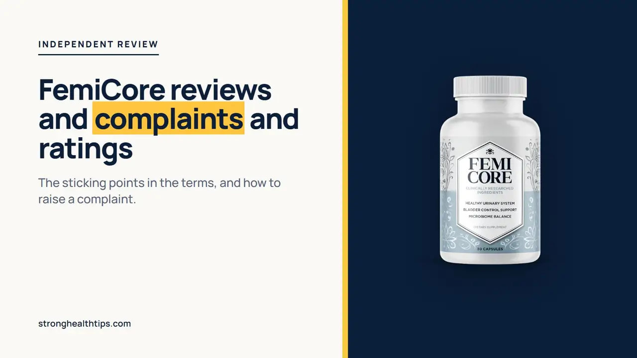 FemiCore reviews and complaints and ratings: the bottle on a navy panel