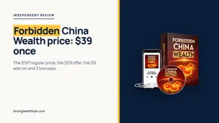 Forbidden China Wealth price: seller's mockup of the digital audio on a navy panel