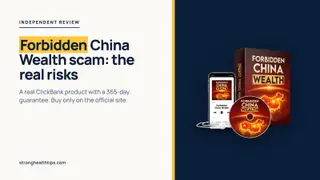 Forbidden China Wealth scam: seller's mockup of the digital audio on a navy panel