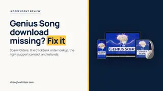 The Genius Song download: product mockup of the audio track on a navy panel