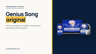 The Genius Song original: audio product mockup on a navy panel