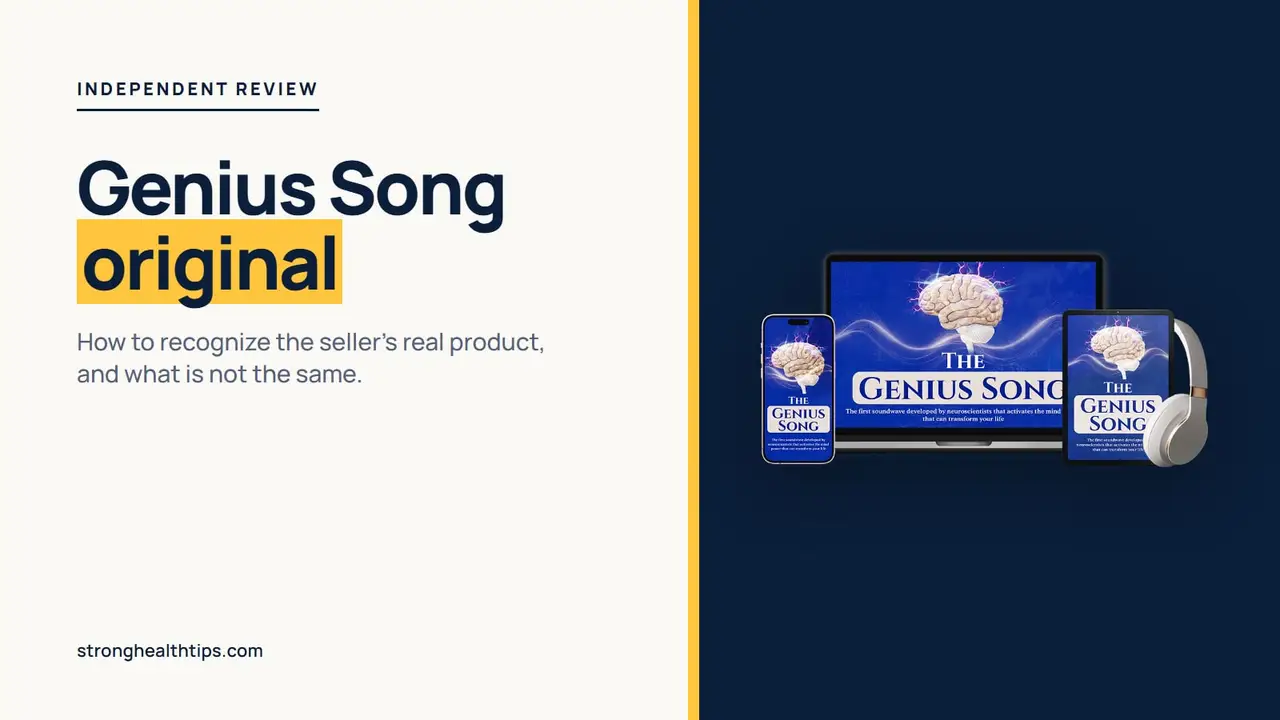 The Genius Song original: audio product mockup on a navy panel