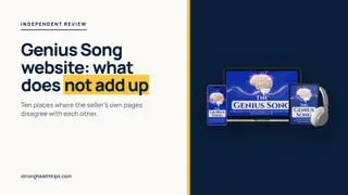 The Genius Song website: product mockup of the audio track on a navy panel