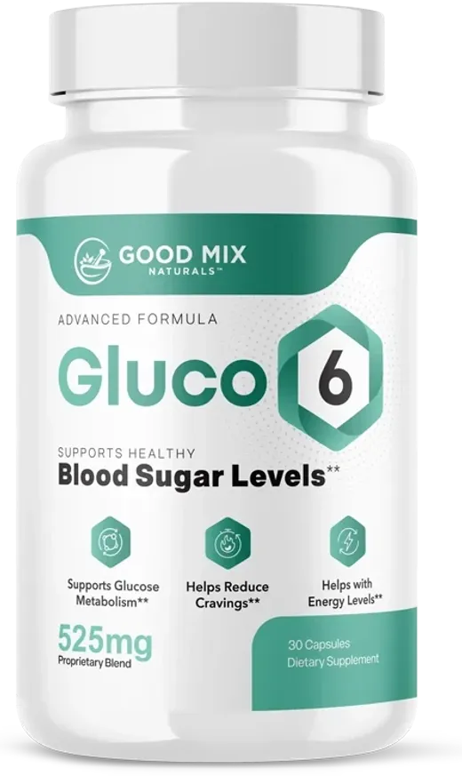 Gluco6 bottle, Advanced Formula, 525 mg proprietary blend, 30 capsules, dietary supplement