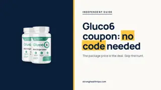 Gluco6 coupon: headline beside the two-bottle Gluco6 package on a navy panel with a yellow edge