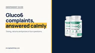 Gluco6 reviews and complaints: headline beside the two-bottle Gluco6 package on a navy panel with a yellow edge