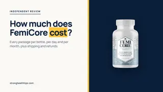 How much does FemiCore cost: editorial cover with the headline on cream and the FemiCore bottle on a navy panel