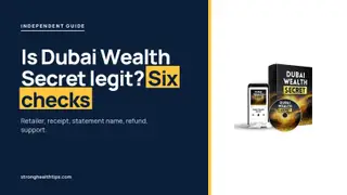 Is Dubai Wealth Secret legit: six-check headline on navy beside the audio box, disc and phone mockup