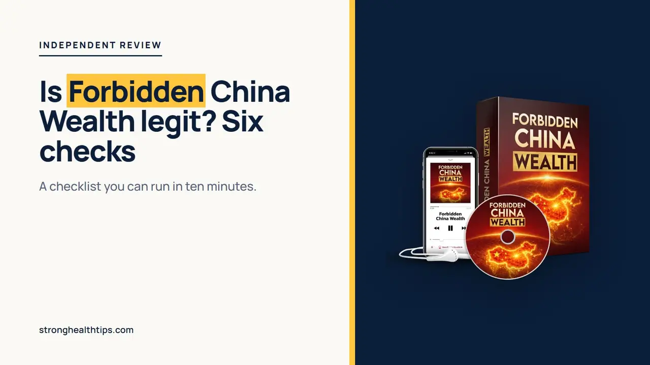 Is Forbidden China Wealth legit: seller's mockup of the digital audio on a navy panel