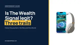 Is The Wealth Signal legit: plain-answer headline on navy beside the phone and headphones mockup