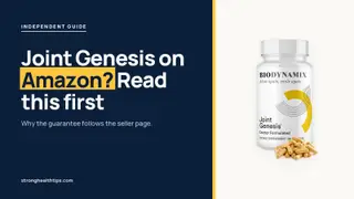 Joint Genesis Amazon: headline beside the Joint Genesis bottle on a navy panel with a yellow edge