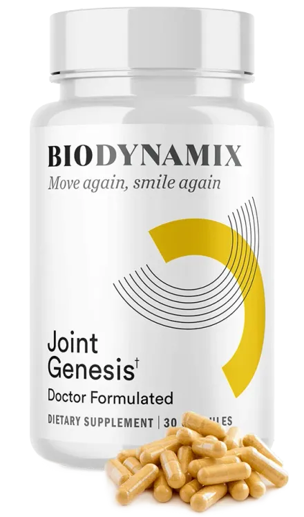 Joint Genesis bottle by BioDynamix, labeled Doctor Formulated, dietary supplement, 30 capsules