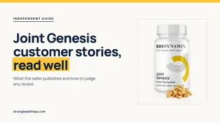 Joint Genesis customer reviews: headline beside a Joint Genesis bottle on a warm white page with a hairline frame