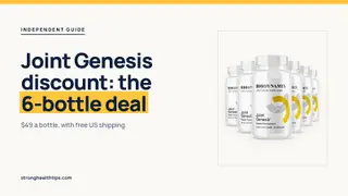 Joint Genesis discount: headline beside the six-bottle Joint Genesis package on a navy panel with a yellow edge