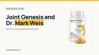 Joint Genesis Dr. Mark Weis: headline beside the Joint Genesis bottle labeled Doctor Formulated on warm white