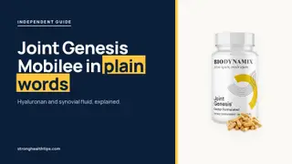 Joint Genesis Mobilee: headline beside the Joint Genesis bottle on a navy panel with a yellow edge