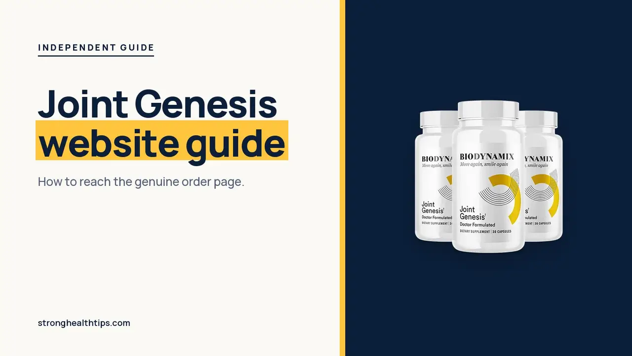 Joint Genesis official website: headline beside the Joint Genesis bottle on warm white with a yellow top bar
