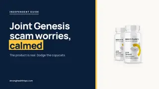 Joint Genesis scam worries: headline beside the Joint Genesis bottle on a warm white page with a hairline frame