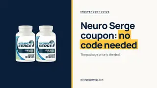 Neuro Serge coupon: headline beside the three-bottle Neuro Serge package on warm white with a hairline frame