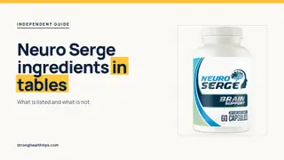 Neuro Serge ingredients list: headline beside a Neuro Serge bottle on warm white with a hairline frame