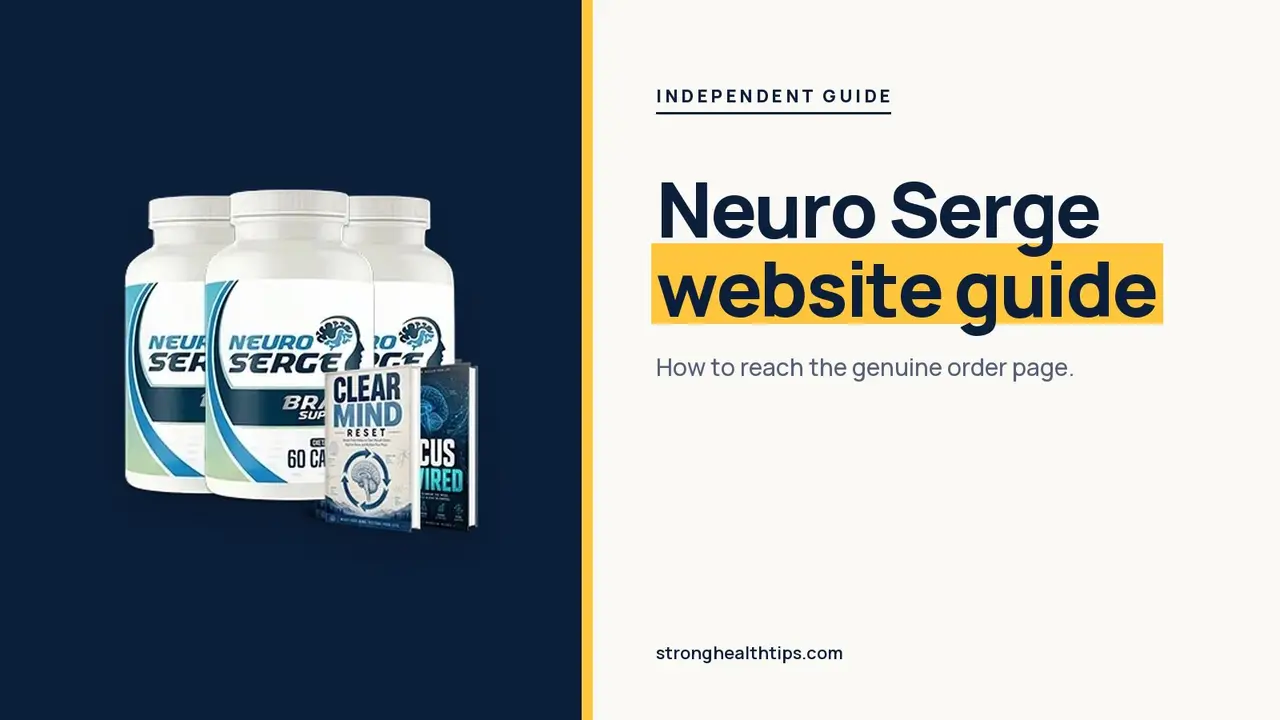 Neuro Serge official website: headline beside the two-bottle Neuro Serge package on warm white with a hairline frame