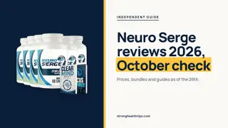 Neuro Serge reviews 2026: headline beside the six-bottle Neuro Serge package on warm white with a hairline frame