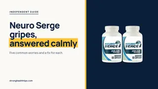 Neuro Serge reviews and complaints: headline beside the two-bottle Neuro Serge package on warm white with a hairline frame