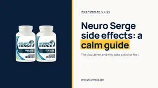 Neuro Serge side effects: headline beside the two-bottle Neuro Serge package on a navy panel with a yellow edge