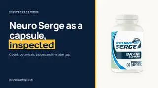 Neuro Serge supplement reviews: headline beside a Neuro Serge bottle marked 60 capsules on a navy panel