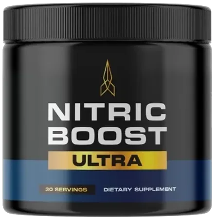 Nitric Boost jar, 30 servings, dietary supplement powder, front of the label
