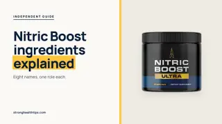Nitric Boost ingredients explained: a Nitric Boost Ultra jar beside a headline about all eight ingredients on a navy panel