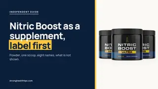 Nitric Boost supplement reviews: a black jar of Nitric Boost Ultra powder on a warm white panel with a navy headline