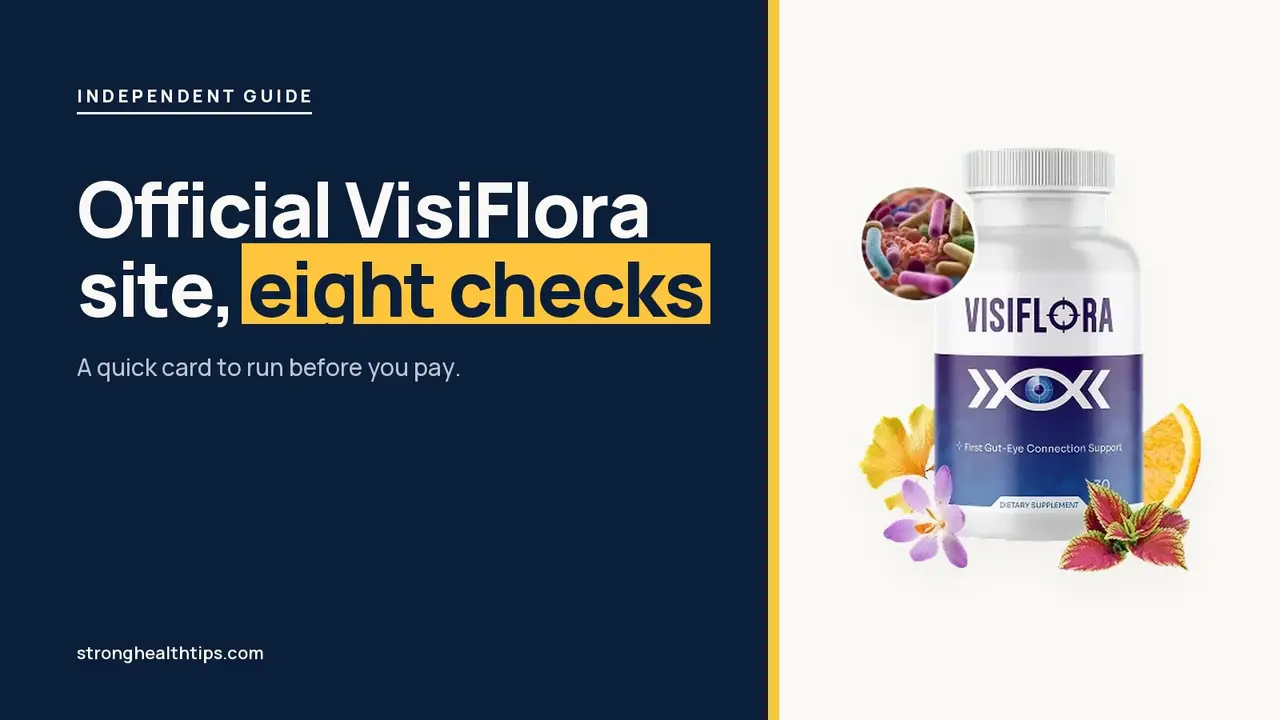 Official VisiFlora site: headline beside the three-bottle VisiFlora package on a warm white panel with a yellow bar