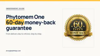 Phytomem One money back guarantee: headline beside the 60-day guarantee seal on a navy panel with a yellow edge
