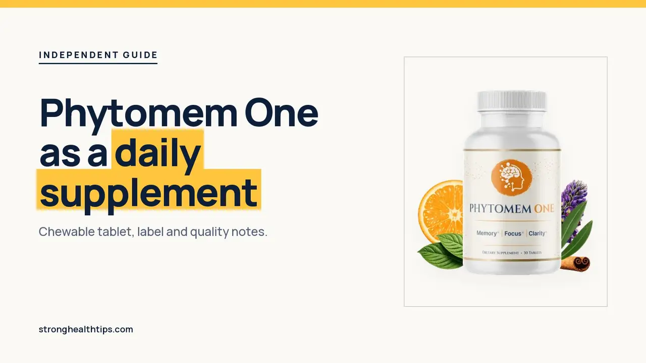 Phytomem One supplement reviews: headline beside the Phytomem One bottle label showing 30 tablets on a navy panel