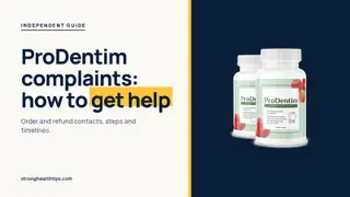 ProDentim complaints help guide: headline about order and refund contacts beside a two-bottle ProDentim package photo