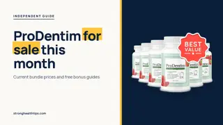ProDentim for sale this month: headline beside the six-bottle ProDentim package photo with a best value badge on a navy panel