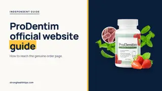 ProDentim official website guide: headline about reaching the genuine order page beside a ProDentim bottle on a navy panel