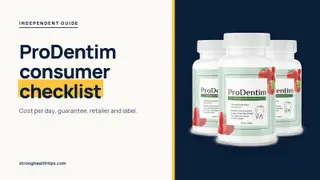 ProDentim reviews consumer reports style: a six-point buyer checklist headline beside a three-bottle ProDentim photo